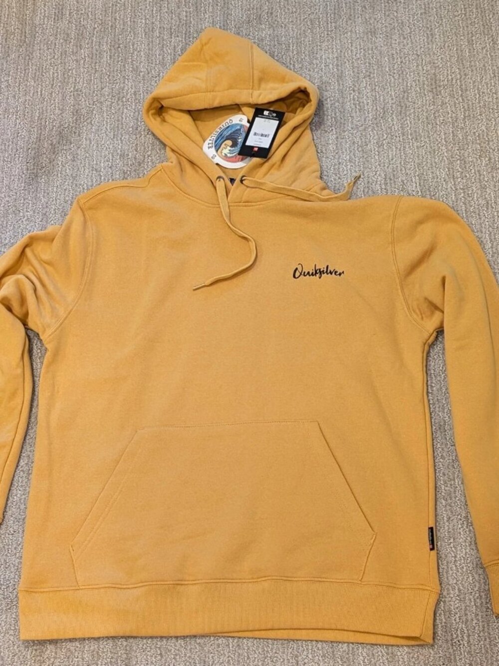 Quiksilver Mens Get Your Feet Wet Fleece Pullover Hoodie Mustard Yellow Medium N